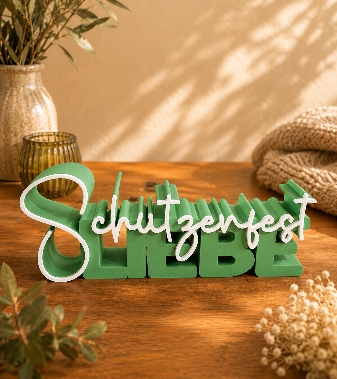 Schützenfest Liebe Aufsteller Grün Weiß | Schützenfest Deko aus 3D Druck | Geschenkidee für Schützenverein & Festzelt
