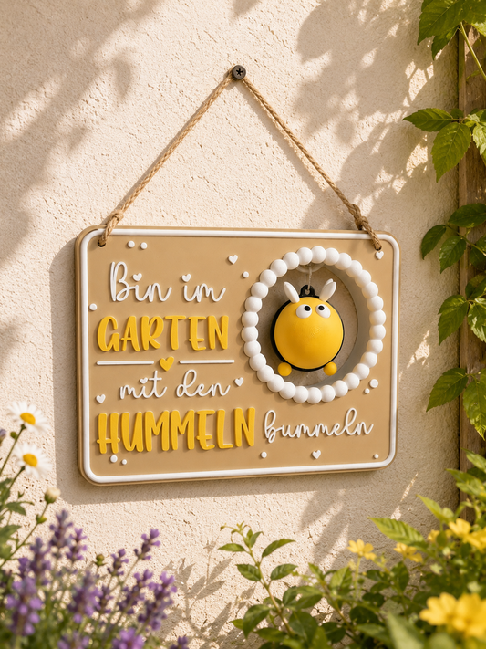 🐝 Dekoschild „Bin im Garten mit den Hummeln bummeln“ 🌼