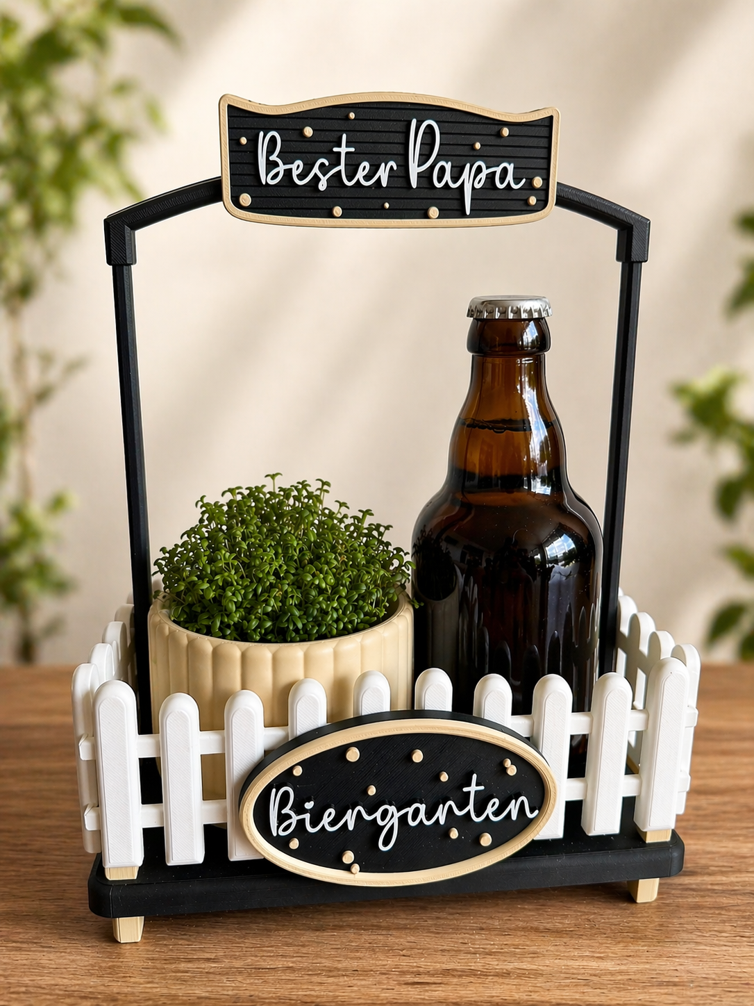 Geschenkgarten mit Flaschenhalter & Topf – Biergarten / Obstgarten / Kräutergarten