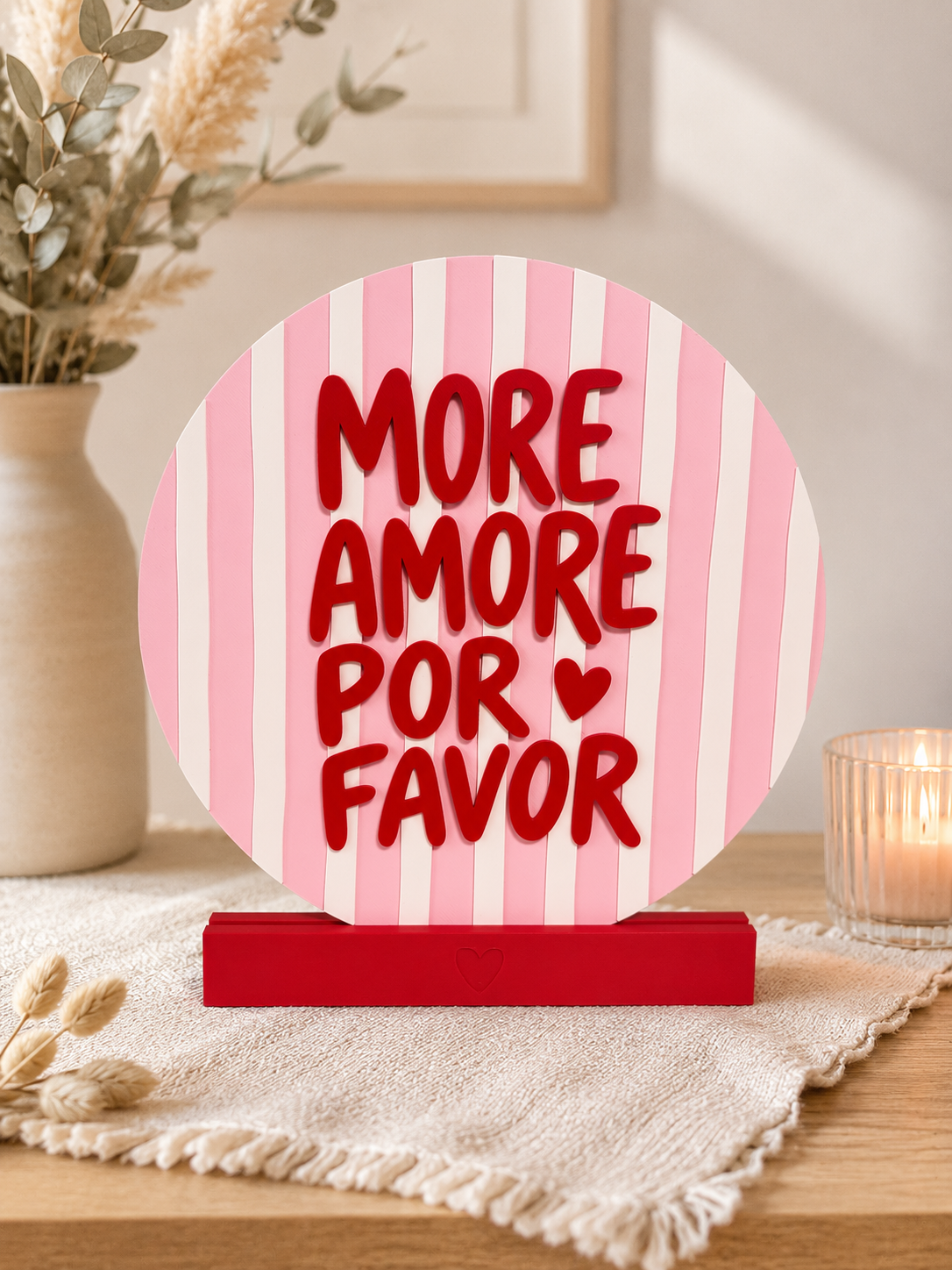 Deko Aufsteller mit Spruch | Hej du schöne Seele | More Amore Por Favor | Geschenk für Lieblingsmenschen | Moderne Deko