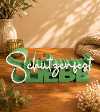 Schützenfest Liebe Aufsteller Grün Weiß | Schützenfest Deko aus 3D Druck | Geschenkidee für Schützenverein & Festzelt