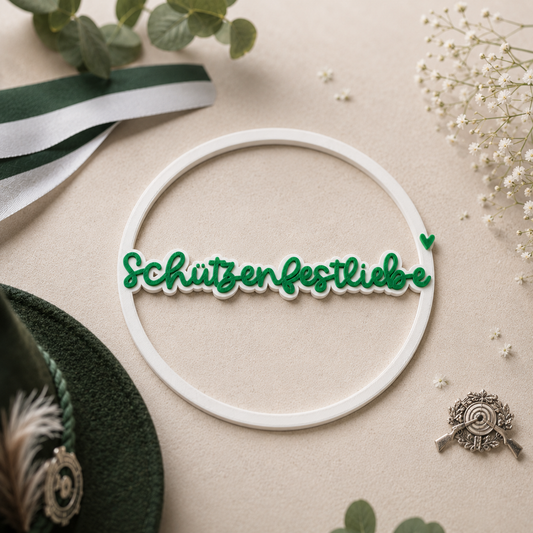 Schützenfestliebe Dekoring | Schützenfest Deko Wanddeko | Geschenk für Schützenfest Fans | Schützenverein | Grün Weiß | 3D Druck