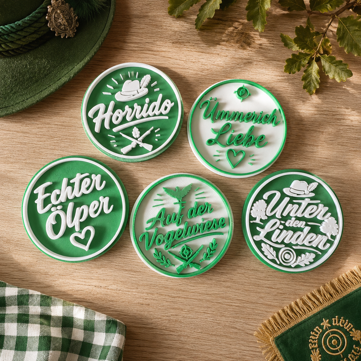 Schützenfest Magnete und Anstecker | Horrido, Echter Ölper, Ümmerich Liebe & Auf der Vogelwiese | Geschenk für Schützenfest Fans