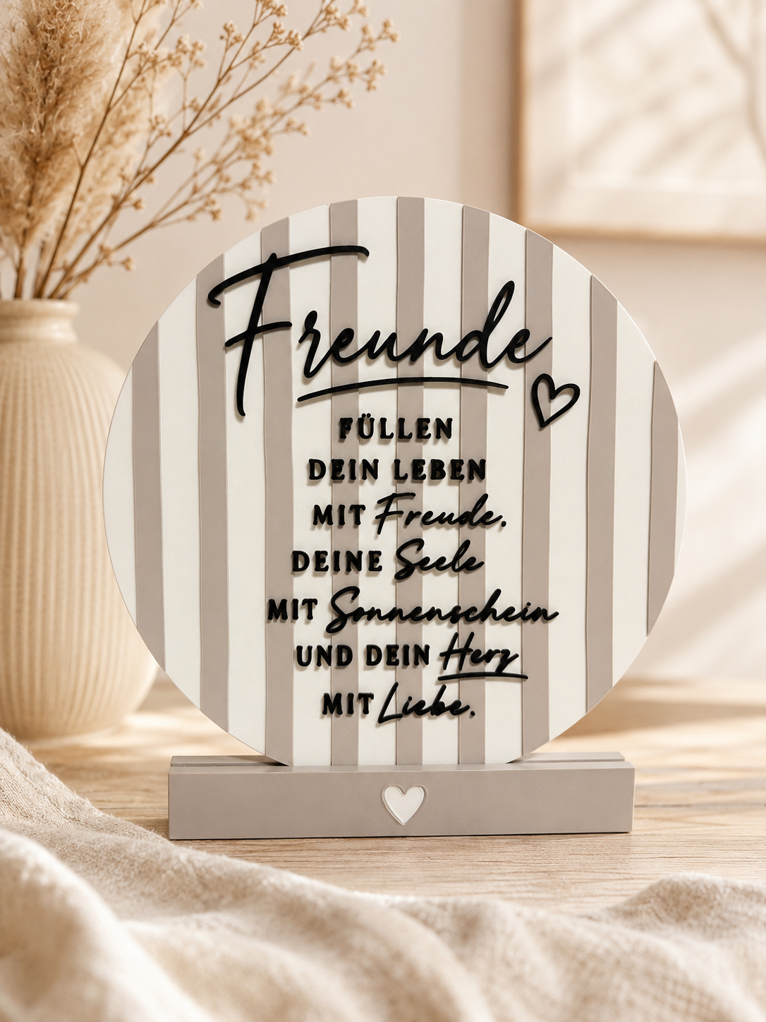 Deko-Aufsteller Freunde | Freunde füllen dein Leben mit Freude | Geschenk für Lieblingsmenschen | Moderne Deko mit Herz | Freundschaft Liebe