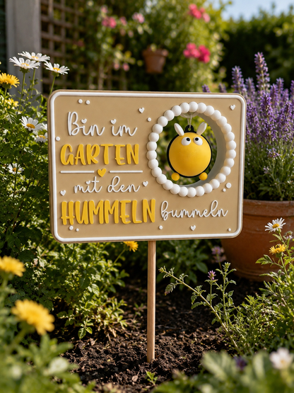 🐝 Dekoschild „Bin im Garten mit den Hummeln bummeln“ 🌼