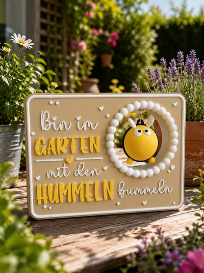 🐝 Dekoschild „Bin im Garten mit den Hummeln bummeln“ 🌼