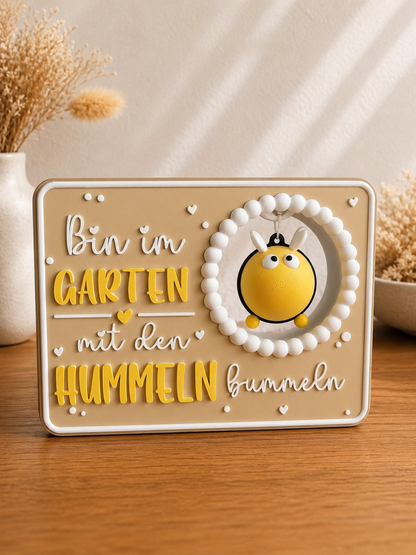 🐝 Dekoschild „Bin im Garten mit den Hummeln bummeln“ 🌼