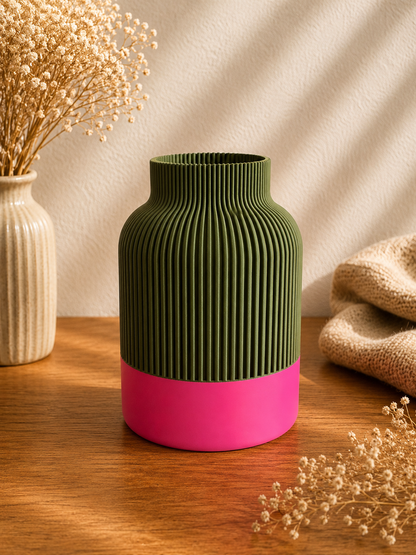 Japandi Vase Pink Orange, Moderne Blumenvase, 3D Druck Vase, Minimalistische Wohndeko, Geschenkidee, Trockenblumen