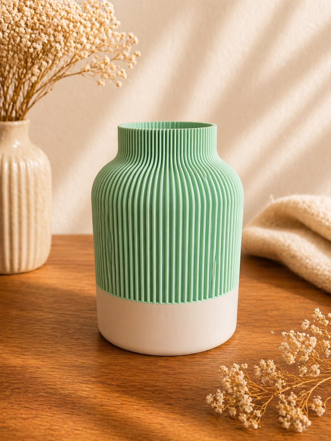 Japandi Vase Pink Orange, Moderne Blumenvase, 3D Druck Vase, Minimalistische Wohndeko, Geschenkidee, Trockenblumen