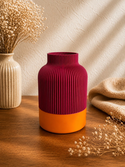 Japandi Vase Pink Orange, Moderne Blumenvase, 3D Druck Vase, Minimalistische Wohndeko, Geschenkidee, Trockenblumen