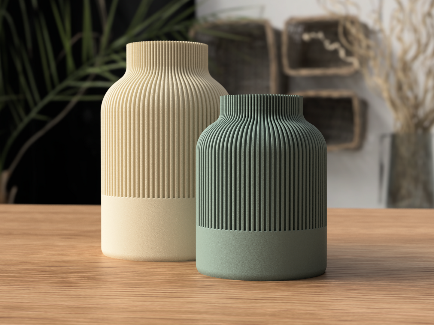 Japandi Vase Pink Orange, Moderne Blumenvase, 3D Druck Vase, Minimalistische Wohndeko, Geschenkidee, Trockenblumen