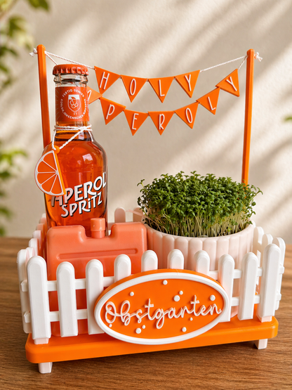 Geschenkgarten mit Flaschenhalter & Topf – Biergarten / Obstgarten / Kräutergarten