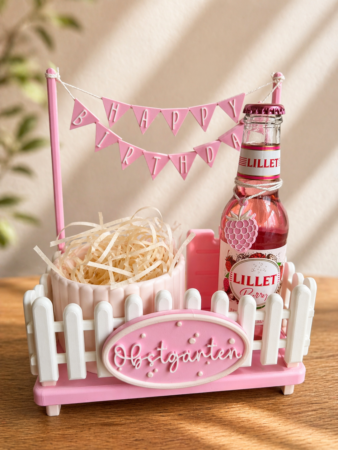 Geschenkgarten mit Flaschenhalter & Topf – Biergarten / Obstgarten / Kräutergarten