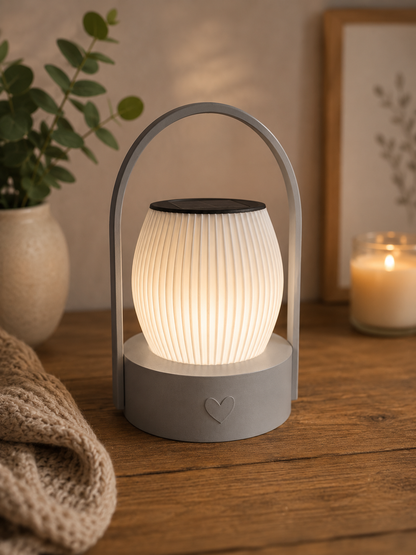 Solarleuchte Camping und Garten modern | Wetterfeste LED Laterne für Balkon & Terrasse | Nachhaltige Outdoor Tischlampe Solarlicht, 3D Druck